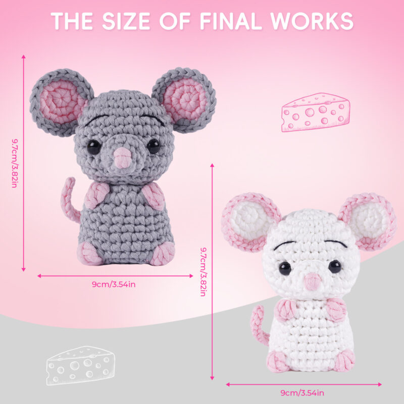 Gray little mouse crochet kit for beginners full set