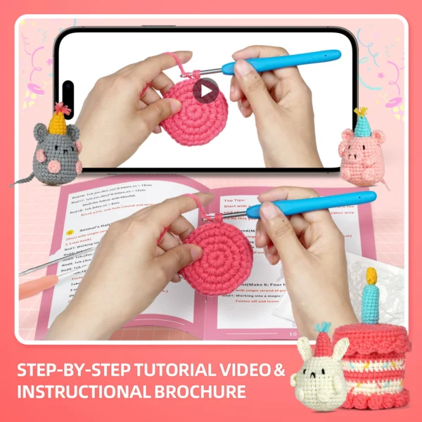 Birthday party crochet kit as handmade gift