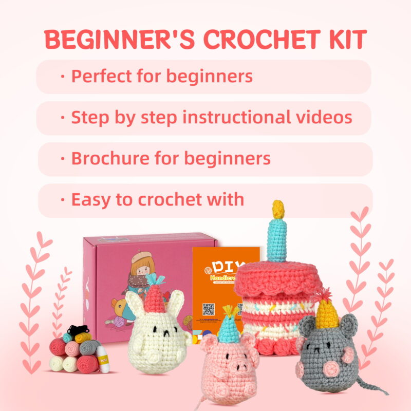 Pre-portioned yarn for birthday party crochet kit