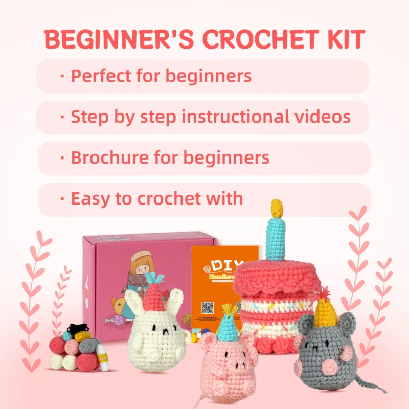 Pre-portioned yarn for birthday party crochet kit