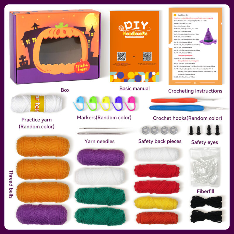 Pumpkin backpack crochet kit as handmade kids gift