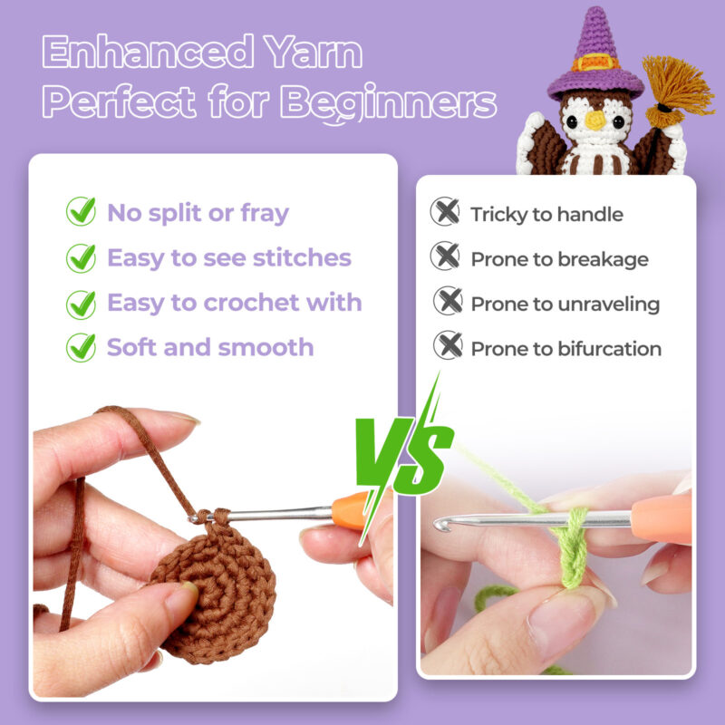 Owl broom crochet kit for beginners full set