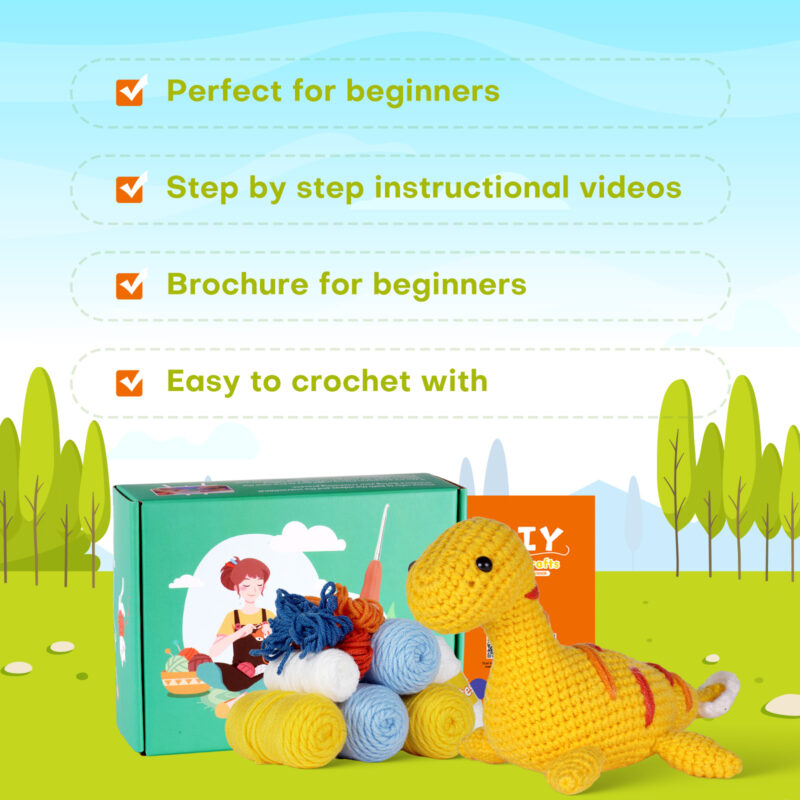 Pre-portioned yarn for plesiosaur crochet kit