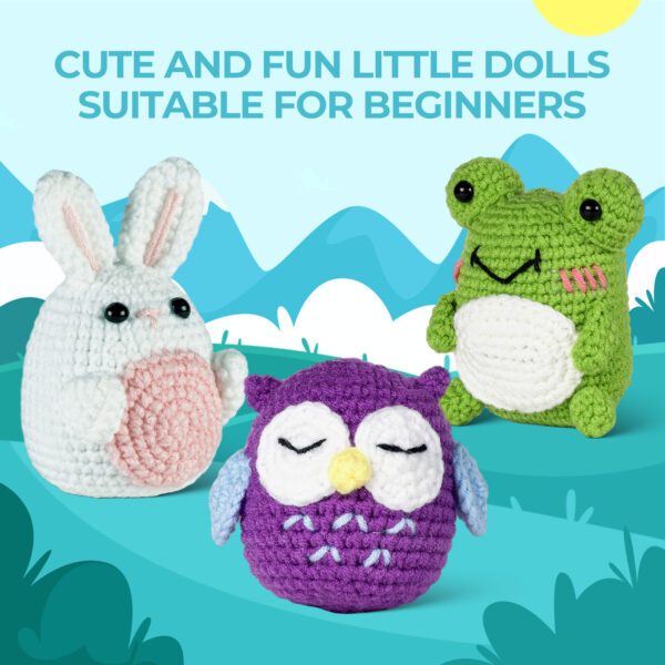beginner crochet kit Frog owl bunny combo crochet kit for beginners full set