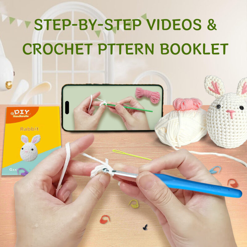 White bunny crochet kit as handmade easter gift