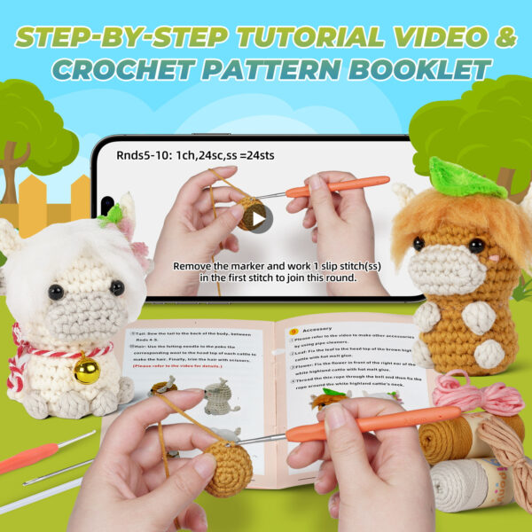 Highland cow crochet kit as cow lover gift