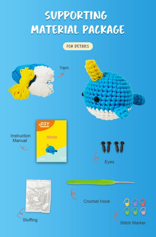 Blue whale crochet kit as handmade kids birthday gift