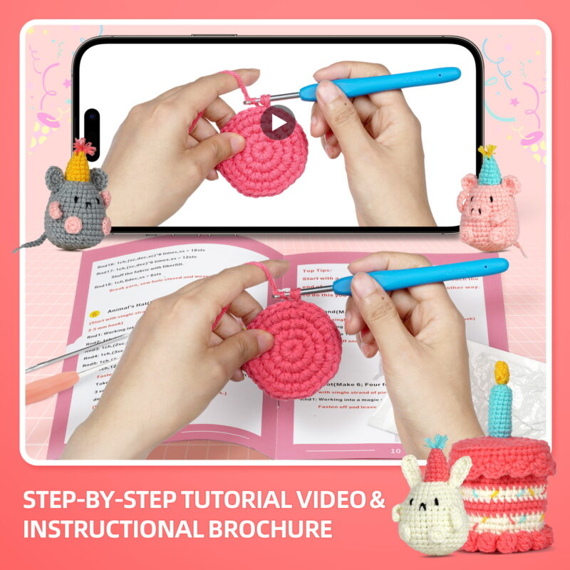 Birthday party crochet kit as handmade gift