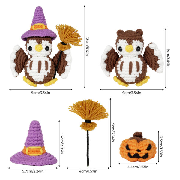 Owl broom crochet kit for beginners full set