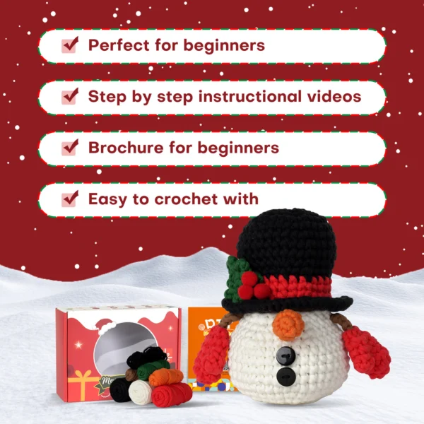 christmas crochet craft Beginner snowman storage box crochet step tutorial