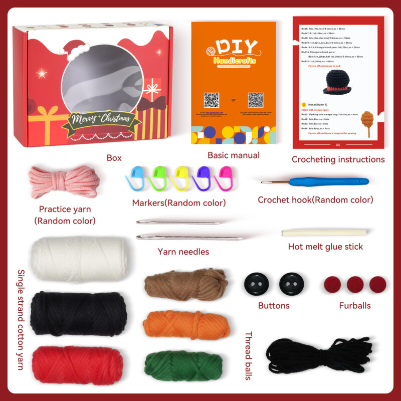 Snowman storage box crochet kit as handmade christmas gift