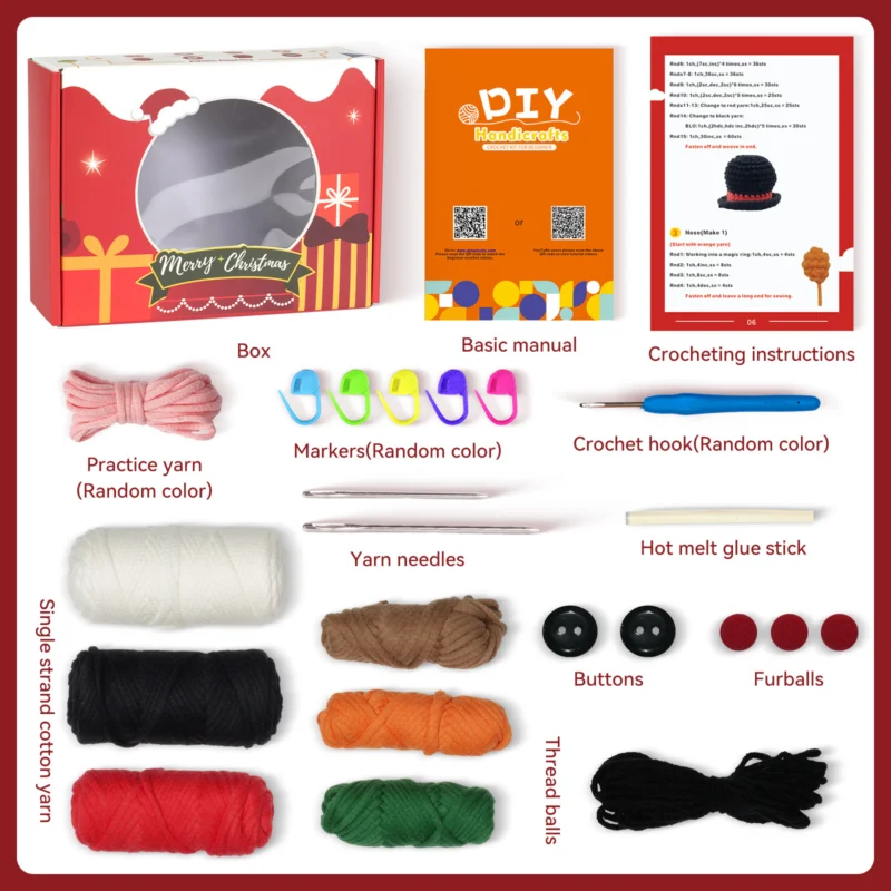 Snowman storage box crochet kit as handmade christmas gift