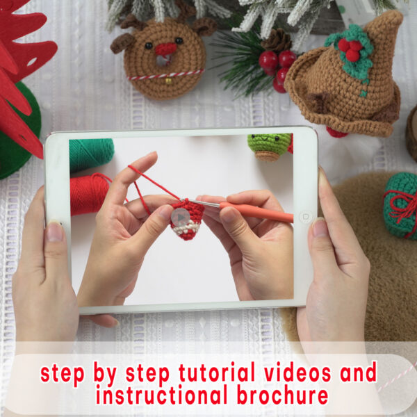 Pre-portioned yarn for christmas snowman crochet kit