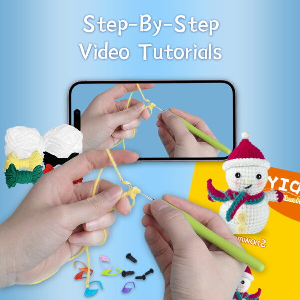 Beginner christmas snowman crochet step-by-step tutorial