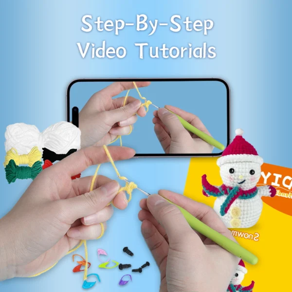 christmas crochet craft Beginner christmas snowman crochet step-by-step tutorial
