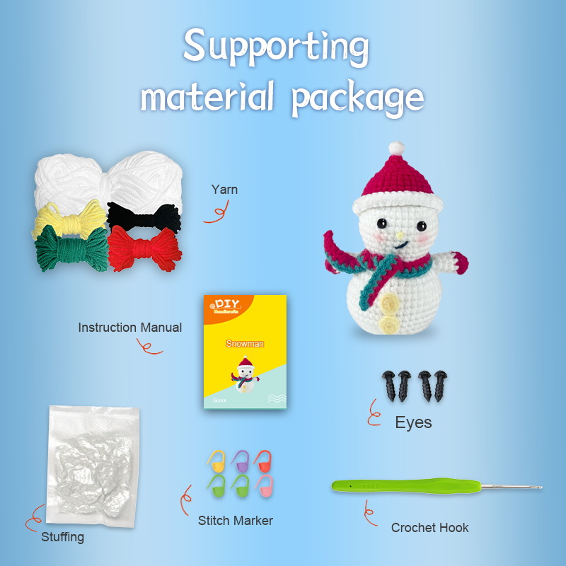 Christmas snowman crochet kit as handmade holiday gift