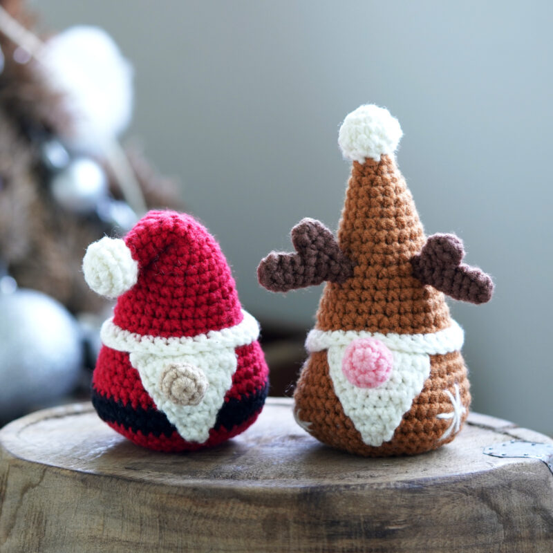 Crochet gnome reindeer for christmas tree decor