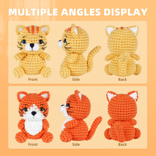 chubby round orange cat crochet kit for beginners Finished round orange tabby crochet plush