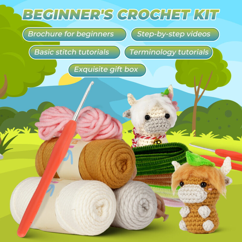 Highland cow crochet kit as cow lover gift