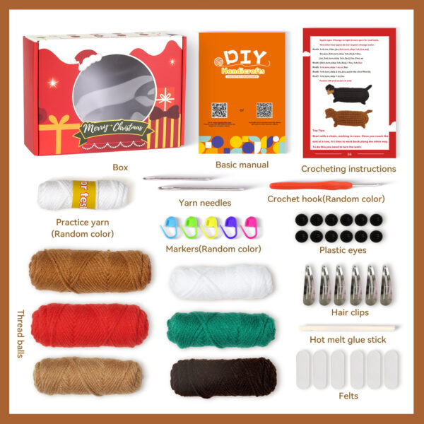 dachshund dog hair clip crochet kit for beginners Dachshund hair clips for everyday wear