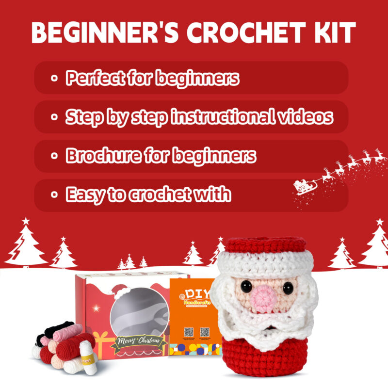 Santa pen holder crochet kit for beginners full set