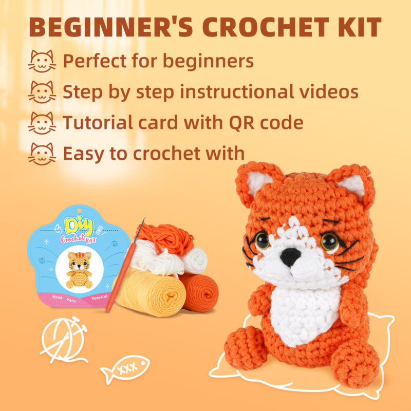 Cat folded ear crochet step tutorial