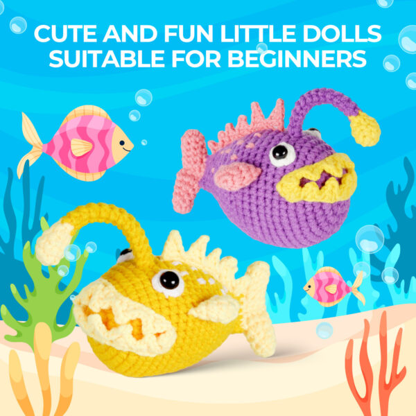 diy craft kit for kids Anglerfish crochet kit as kids gift