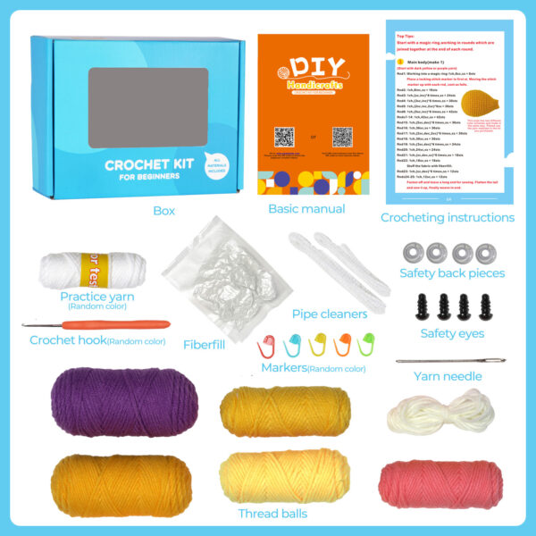 easy amigurumi kit for beginners Anglerfish crochet kit as kids gift