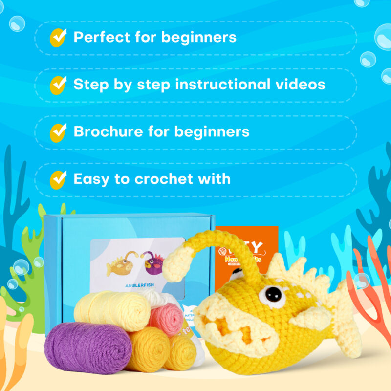 Anglerfish lure crochet step tutorial