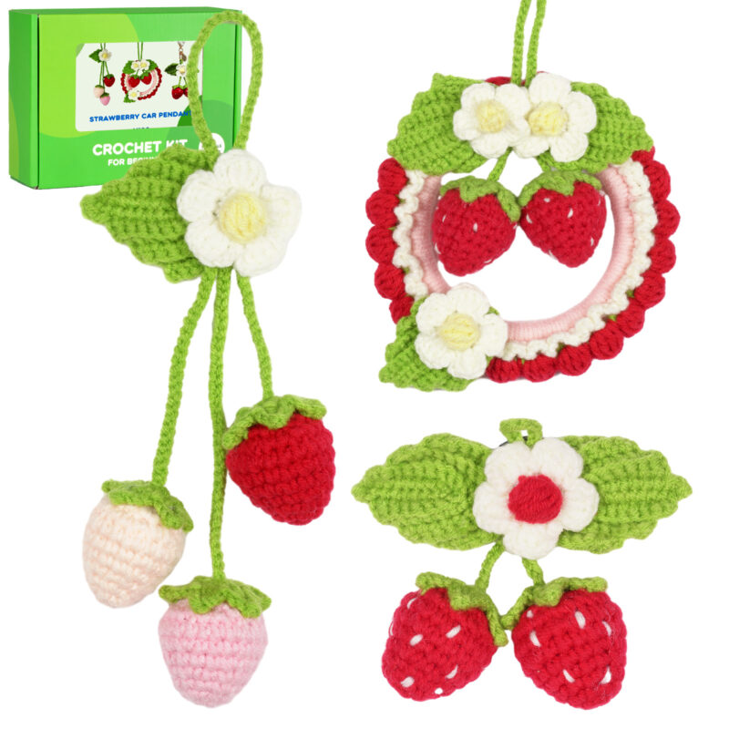 Beginner strawberry charm crochet step-by-step tutorial