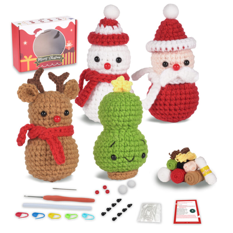 Crochet snowman set for christmas tree decor