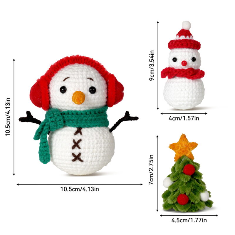 Crochet snowman ornament for christmas tree