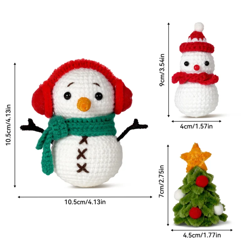Crochet snowman ornament for christmas tree