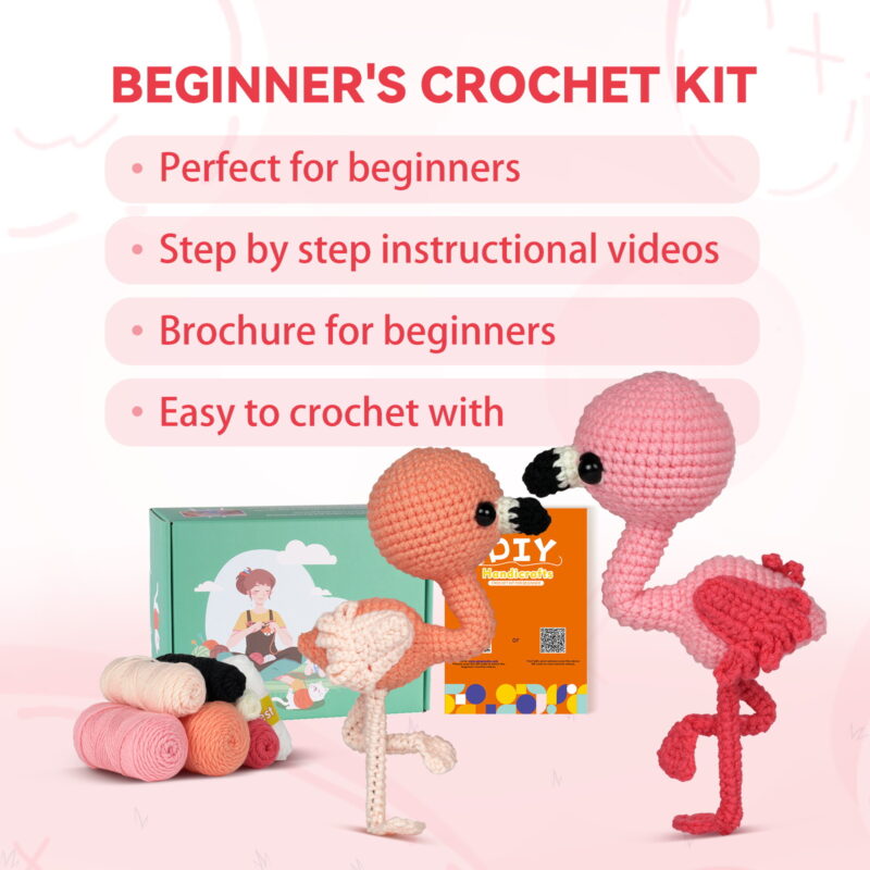 Flamingo crochet kit as handmade party gift