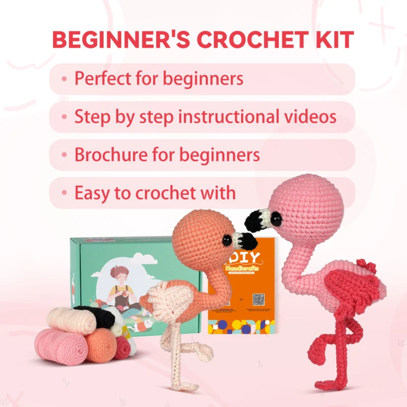 Flamingo crochet kit as handmade party gift