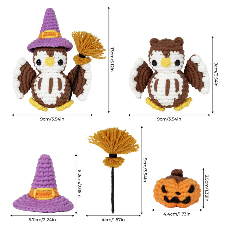 Crochet owl broom for halloween costume prop