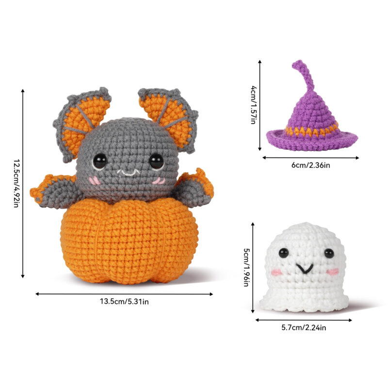 Crochet bat pumpkin candy box for halloween
