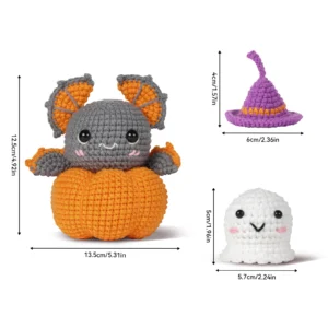 Bat pumpkin crochet kit for beginners full set