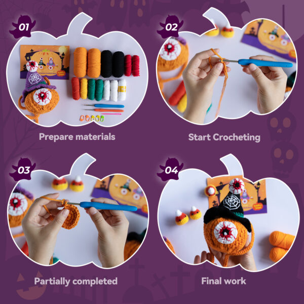 Beginner pumpkin backpack crochet step tutorial