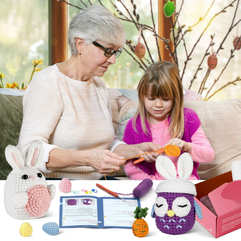 Crochet bunny and owl for nursery woodland decor