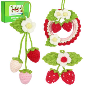 Strawberry charm 3-piece set crochet kit for beginners full set