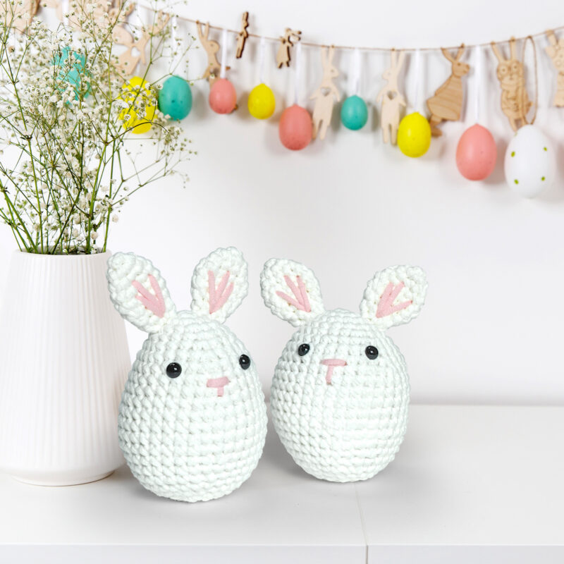 Finished fluffy white bunny crochet doll