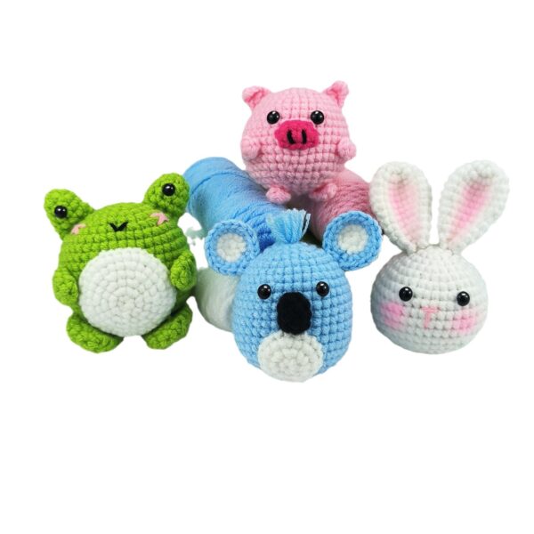 Finished frog bunny koala pig crochet animal set