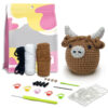 handmade gift kit Beginner highland cow crochet step-by-step tutorial