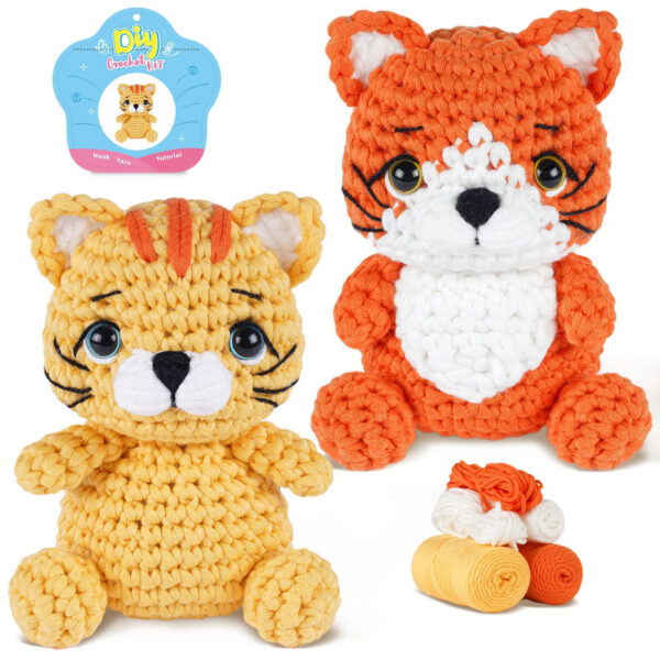 home decor crochet Chubby orange cat crochet kit for beginners full set