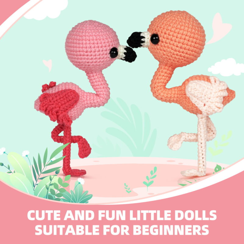 Flamingo crochet kit as handmade party gift