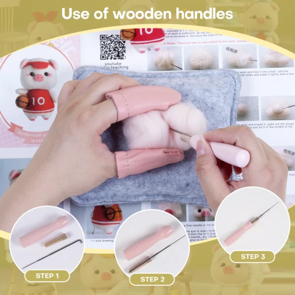 4Pcs Cola Pig Doll Needle Felting DIY Kit for Beginners | Hookcrafters