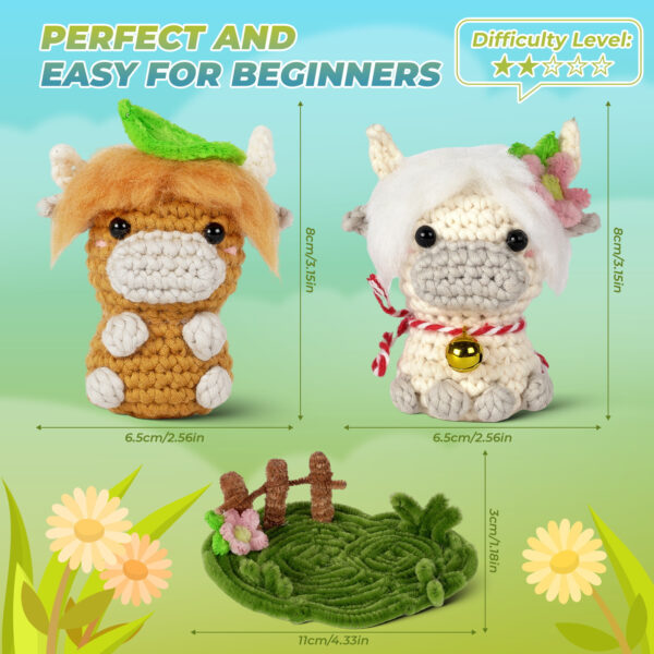 Highland Cow Crochet Kit for Beginners | Fluffy Farm DIY Craft