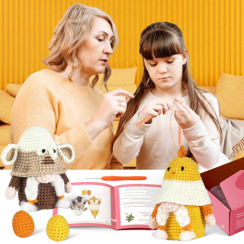 Chicken sheep dwarf bunny combo crochet kit for beginners full set