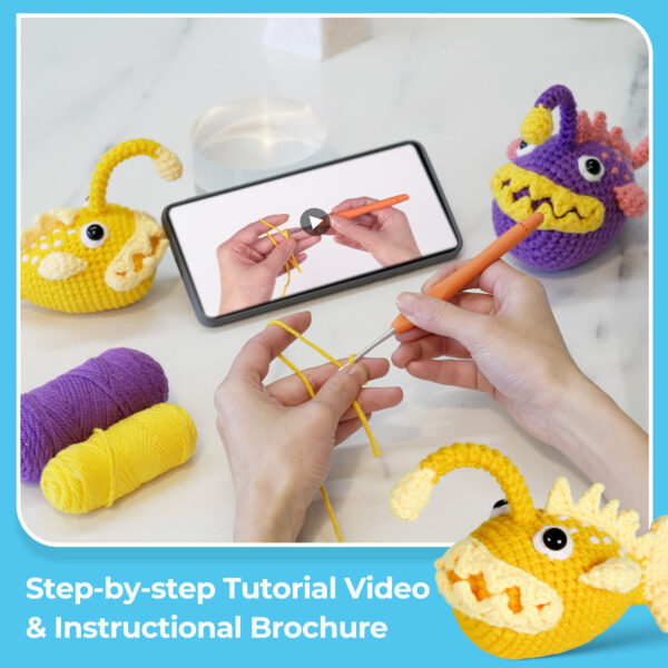nursery decor crochet Anglerfish crochet kit as kids gift